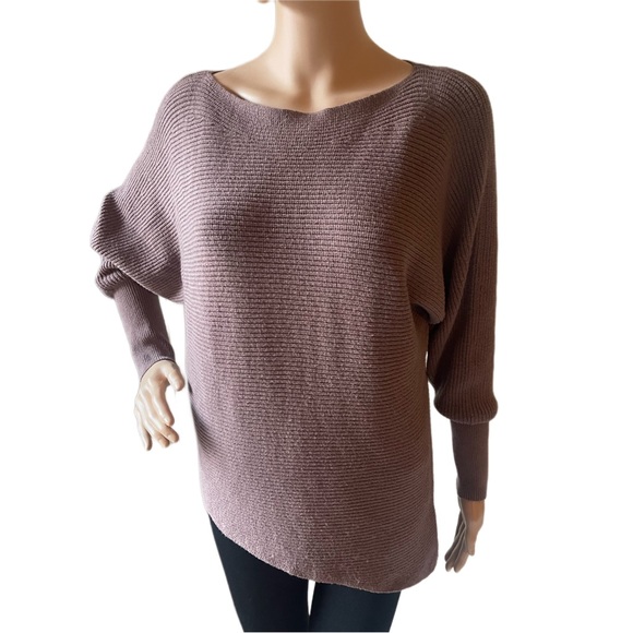 Express Asymmetrical cut sweater in mocha - Picture 2 of 5